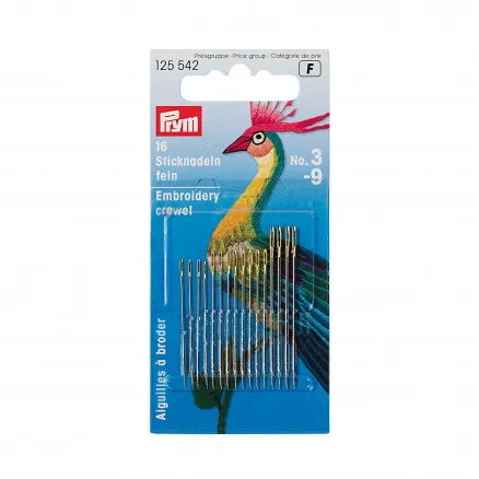 Prym Broderinåler Stål Sølv Str. 3-9 - 16 stk