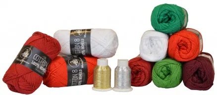 Mayflower Cotton 8/4 Garnpakke Jul 6 Farger + 2 Glitter - 11 stk - Mayflower Cotton 8/4 Garnpakke Jul 9 Farger + 2 Glitter - 11 stk