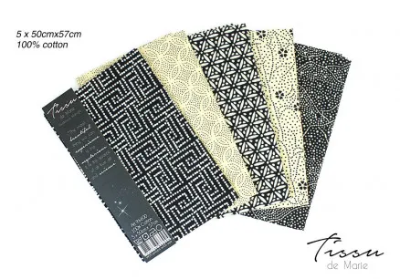 Tissu de Marie Fat Quarter Midnight 50x57cm - 5 stk